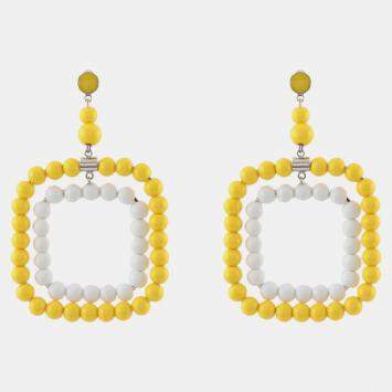 Pre Owned Marni Yellow White Bead Silver Tone Earrings