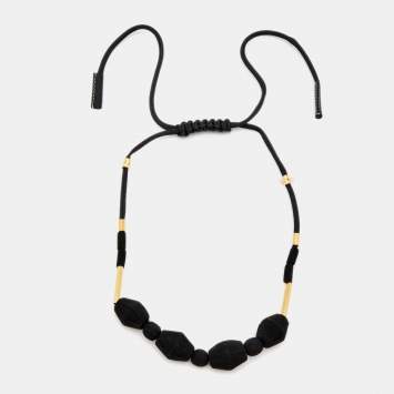 Pre Owned Marni Fabric Leather Gold Tone Necklace