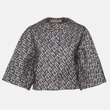 Pre Owned Marni Blue/Brown Lurex Tweed Jacket S