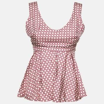 Pre Owned Marni Dusty Pink Dot Print Waist Tie-Up Top S