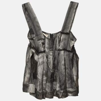 Pre Owned Marni Metallic Stripe Lurex Silk Blend Trapeze Top S