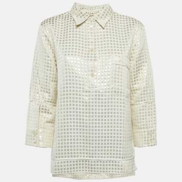 Pre Owned Marni Cream Lurex and Cotton Tunic S