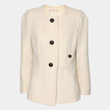Pre Owned Marni Cream Cotton Button Front Jacket M