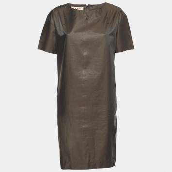 Pre Owned Marni Brown Cotton Blend Shift Dress L