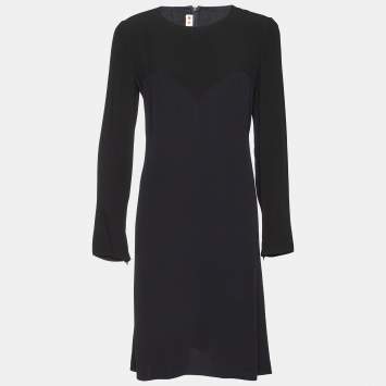 Pre Owned Marni Black Crepe Long Sleeve Midi Dress M