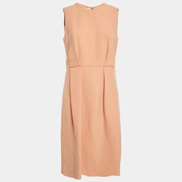 Pre Owned Marni Orange Crepe Pleated Sleeveless Short Dress M