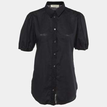Pre Owned Marni Midnight Blue Cotton Short Sleeve Shirt M