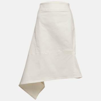 Marni White Denim Asymmetric Skirt XL