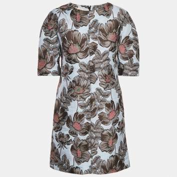Marni Blue Floral Jacquard Shift Dress M