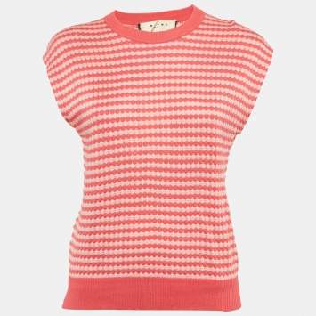 Marni Pink Honeycomb Pattern Cotton Sleeveless Jumper M
