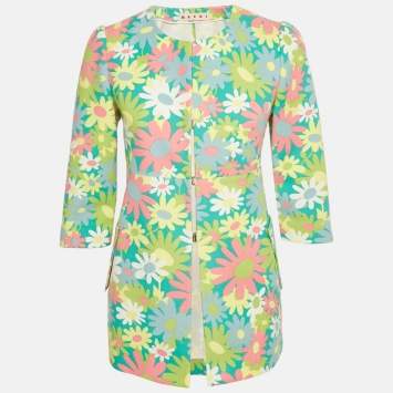 Pre Owned Marni Green Floral Print Cotton Jacket S