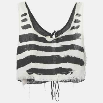 مملوكة مسبقًا توب مارني غوز  أبيض/أسود مطبوع قصير مقاس متوسط - ميديوم