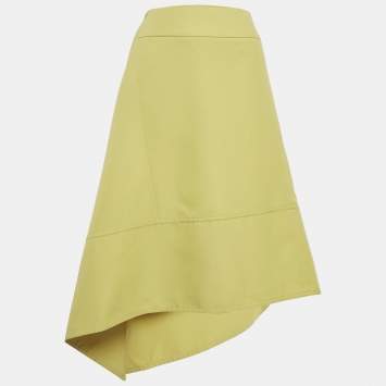 Pre Owned Marni Green Gabardine Handkerchief Hem Midi Skirt M