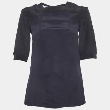 مملوكة مسبقًا Marni Black Satin Short Sleeve Top S