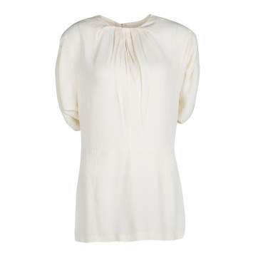 Pre Owned Marni Cream Pleat Detail Draped Cut Out Sleeve Tunic M