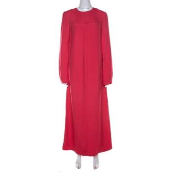 Pre Owned Marni Hot Pink Paneled Button Detail Long Sleeve Maxi Dress S