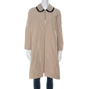 Pre Owned Marni Beige Peter Pan Collar Zip Front Jacket L