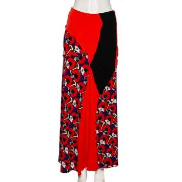 Pre Owned Marni Multicolored Patchwork Print Jersey Maxi Skirt S
