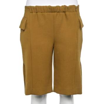 Pre Owned Marni Mustard Yellow Wool Crepe Pocket Detail Shorts S