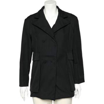 Pre Owned Marni Navy Blue Wool & Cotton Double Breasted Jacket L