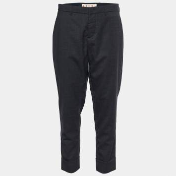 Pre Owned Marni Charcoal Grey Wool Cuffed Trousers M
