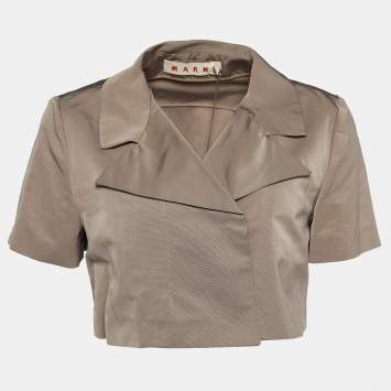 Pre Owned Marni Mocha Brown Synthetic Cropped Double Breasted Jacket S