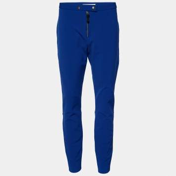 Pre Owned Marni Royal Blue Stretch Knit Zip Detail Leggings M