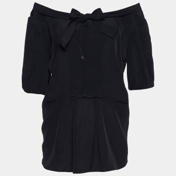 Pre Owned Marni Black Rayon Button Front Top M