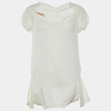 Pre Owned Marni Off White Cotton Knit Back Button Up Top M