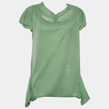 Pre Owned Marni Green Cotton Knit Button Front Top L
