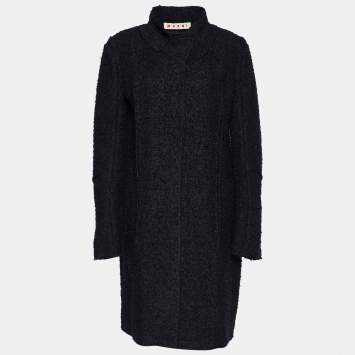 Pre Owned Marni Black Mohair & Wool Tweed Button Front Coat M