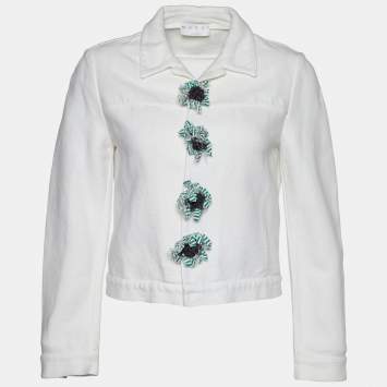 Pre Owned Marni White Cotton & Linen Contrast Button Detail Jacket M
