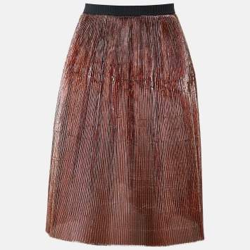 Pre Owned Marni Brown Metallic Pleated Skirt S