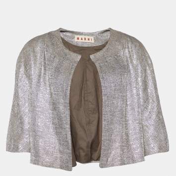 Pre Owned Marni SIlver Lurex Cropped Shrug M