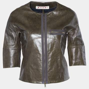 Pre Owned Marni Dark Brown Sheepskin Leather Jacket S