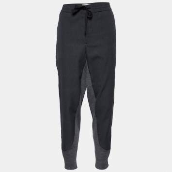 Pre Owned Marni Grey Wool Zipper Hem Paneled Trousers M