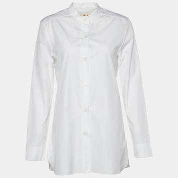 Pre Owned Marni White Cotton Button Front Long Shirt S