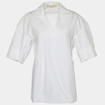 Pre Owned Marni White Cotton Collared Top M