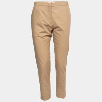 Pre Owned Marni Tan Cotton Straight-Leg Trousers M
