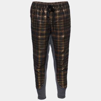 Pre Owned Marni Black Lurex Wool & Knit Paneled Tapered Pants S