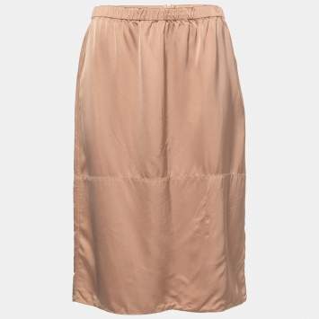 Pre Owned Marni Beige Satin Midi Skirt M
