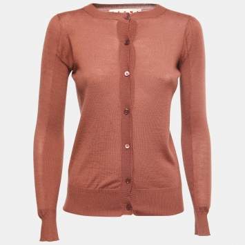 Pre Owned Marni Maroon Brown Cashmere Buttoned Cardigan S