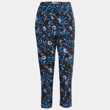 Pre Owned Marni Multicolor Abstract Print Silk Drawstring Trousers M