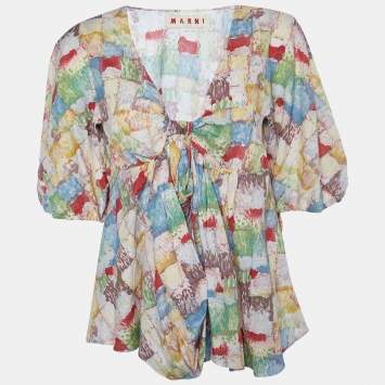 Pre Owned Marni Multicolor Printed Cotton Oversized Top M