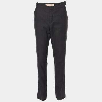 Pre Owned Marni Charcoal Grey Wool Tapered Leg Pants S