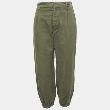 Pre Owned Marni Military Green Cotton Buttoned Trousers L