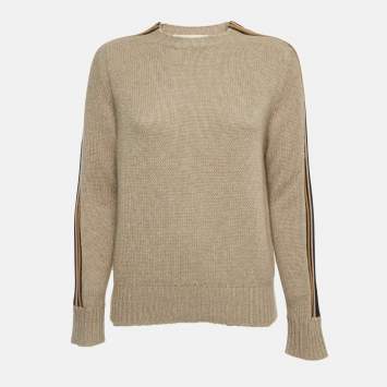 Pre Owned Marni Beige Cashmere Striped Sleeve Detail Sweater L