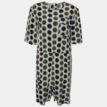 Pre Owned Marni Cream Dot Print Silk Playsuit S