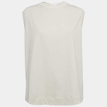 Pre Owned Marni Beige Open Back Tie-Up Cotton Sleeveless T-Shirt M