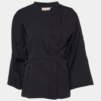 Pre Owned Marni Black Cotton & Silk Kimono Sleeve Jacket S